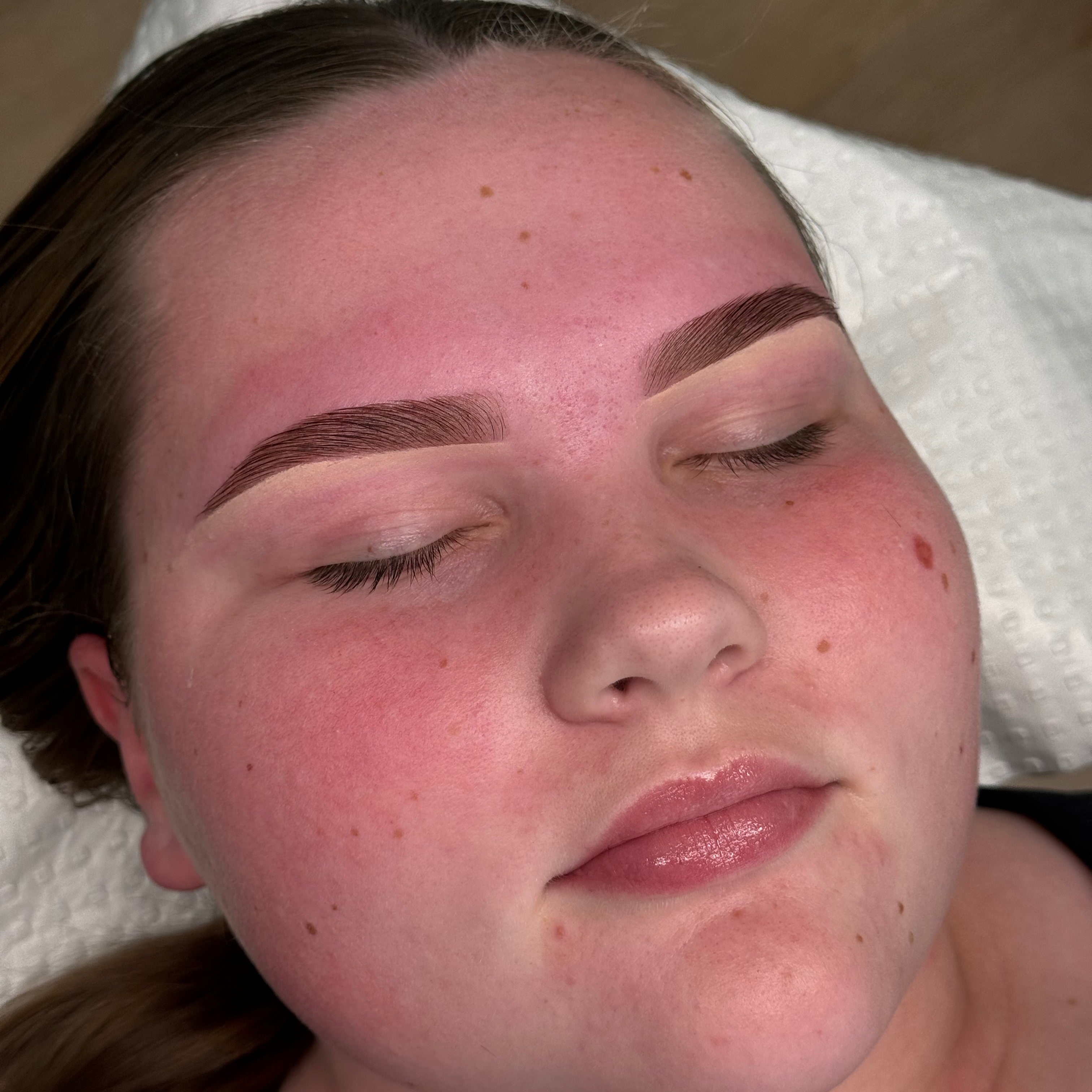 Close-up of HD brows treatment, featuring perfectly defined and shaped brows, showcasing advanced brow styling techniques taught at By Tarnee Morris in Penrith